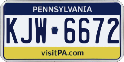 PA license plate KJW6672