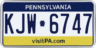 PA license plate KJW6747