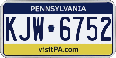 PA license plate KJW6752