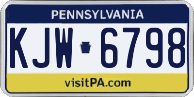 PA license plate KJW6798