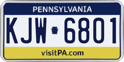 PA license plate KJW6801