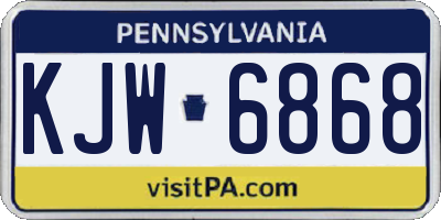 PA license plate KJW6868