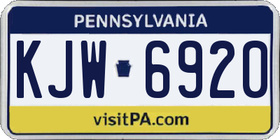 PA license plate KJW6920
