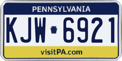 PA license plate KJW6921