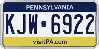 PA license plate KJW6922