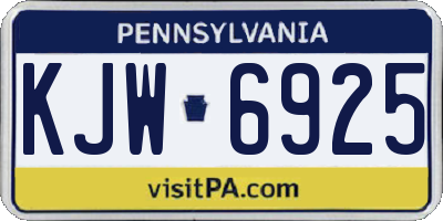 PA license plate KJW6925