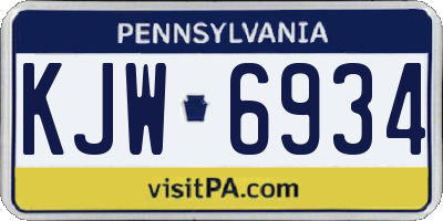 PA license plate KJW6934