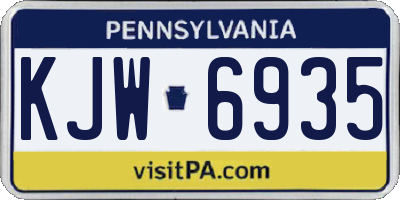 PA license plate KJW6935