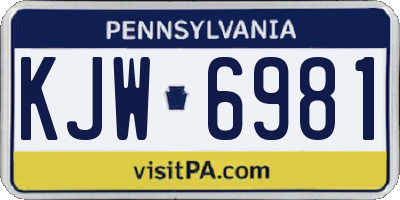 PA license plate KJW6981