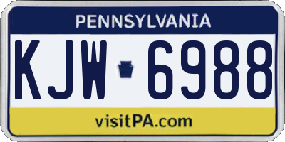 PA license plate KJW6988