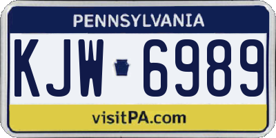 PA license plate KJW6989