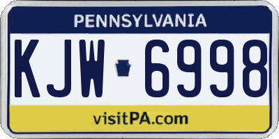 PA license plate KJW6998