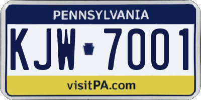 PA license plate KJW7001