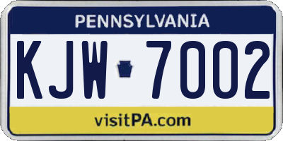 PA license plate KJW7002