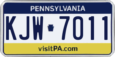 PA license plate KJW7011