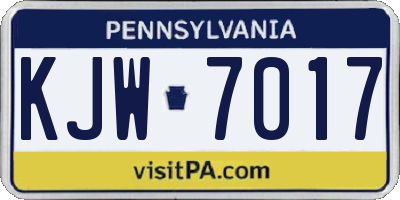 PA license plate KJW7017