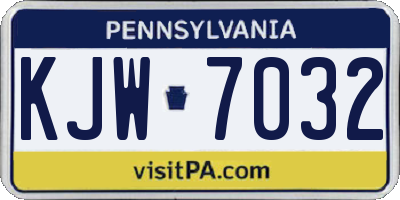 PA license plate KJW7032