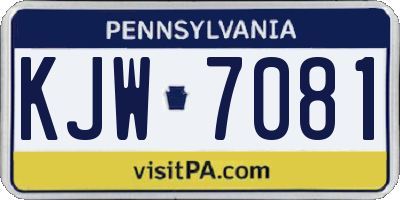 PA license plate KJW7081