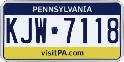 PA license plate KJW7118