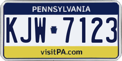PA license plate KJW7123