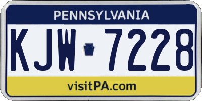 PA license plate KJW7228