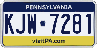 PA license plate KJW7281