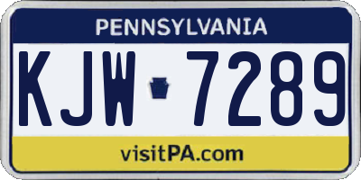 PA license plate KJW7289