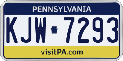 PA license plate KJW7293