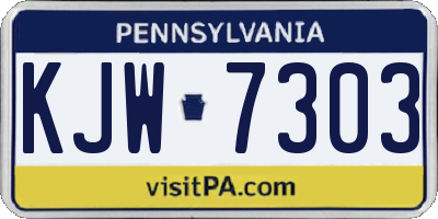 PA license plate KJW7303