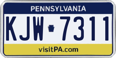 PA license plate KJW7311