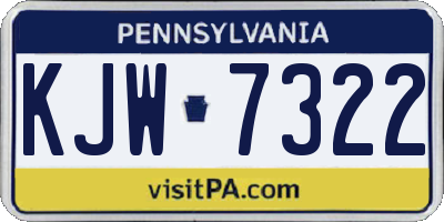 PA license plate KJW7322