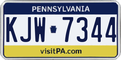 PA license plate KJW7344