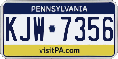 PA license plate KJW7356