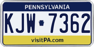 PA license plate KJW7362