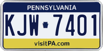 PA license plate KJW7401