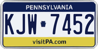 PA license plate KJW7452