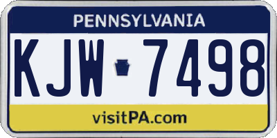 PA license plate KJW7498