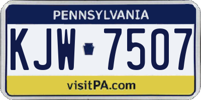 PA license plate KJW7507