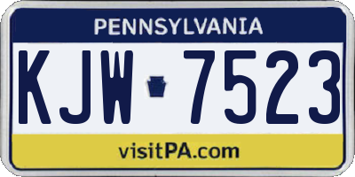 PA license plate KJW7523