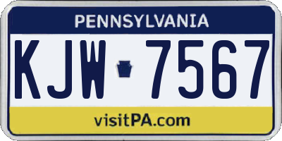 PA license plate KJW7567