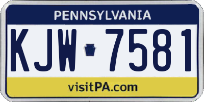 PA license plate KJW7581