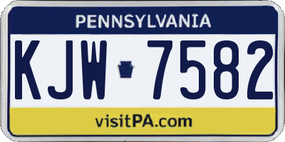 PA license plate KJW7582