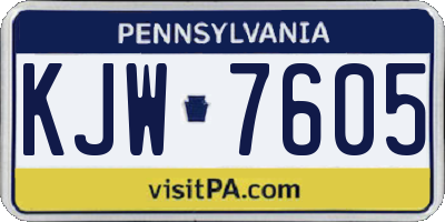 PA license plate KJW7605