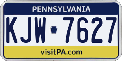 PA license plate KJW7627