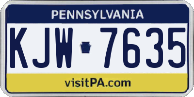 PA license plate KJW7635