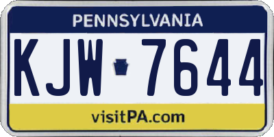 PA license plate KJW7644
