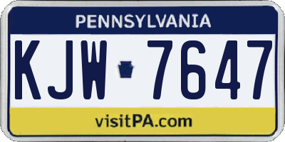 PA license plate KJW7647