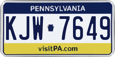 PA license plate KJW7649