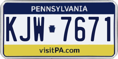 PA license plate KJW7671