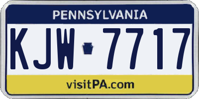 PA license plate KJW7717